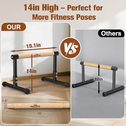 RELIFE REBUILD YOUR LIFE Dip Station Functional Heavy Duty Dip Stands Fitness Workout Dip bar Station Stabilizer Parallette Push Up Stand - color: Black-04