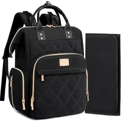 Weitars Diaper Bag Backpack Travel Diaper Backpack, Large Baby Diaper Bag with Changing Pad Baby Bag for Boys Girls, Insulated Pockets, Waterproof Baby Backpack for Mom & Maternity (Black) - color: Black