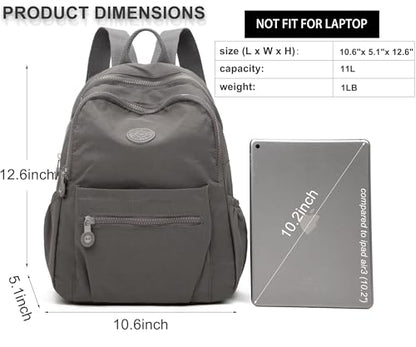 Pealwel Mini Backpack Purse for Women,Small Nylon backpacks for Ladies Backpacks Women Anti Theft Travel Bag (Grey) - color: Grey