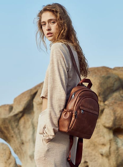 CLUCI Sling Bag for Women Leather Women's Backpack Small Convertible Backpack Purse Crossbody Bag for Travel - color: 0-3 Brown