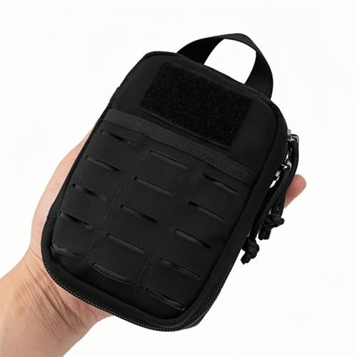 Mini Pocket Organizer for Men EDC Gear Storage Pouch Belt/MOLLE-Compatible 6" x 4" x 1.5" Micro Nylon Bag for Multitools Flashlight Knife Pen Field Notebook Tactical Survival Outdoor Gadget - color: Black