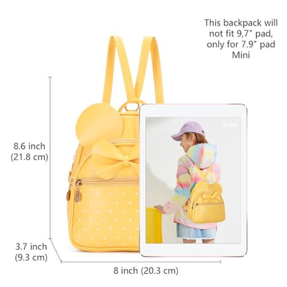 KL928 Girls Mini Backpack Bowknot Polka Dot Cute Small Daypacks Convertible Shoulder Bag Purse for Women - color: Light Yellow