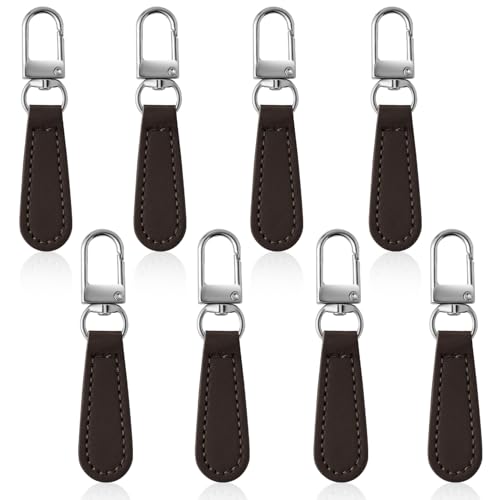 Deoward Zipper Pull Replacement Leather Handle Detachable Zipper Repair Tab for Luggage, Backpacks, Suitcases, Jackets, Purses, Handbags (8 PCS) - style: Leather Handle Zipper Pulls (Coffee Brown)