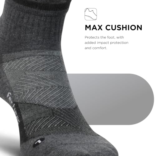 Feetures Trail Max Cushion Quarter Sock - color: Gray, size: Large