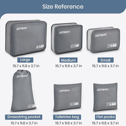 Joyway 6 Set Packing Cubes for Travel, Lightweight Luggage Organizer Bags for Suitcases, Travel Essentials Clothes Storage Bags for Carry On, Backpack, Vacation and Business Trips