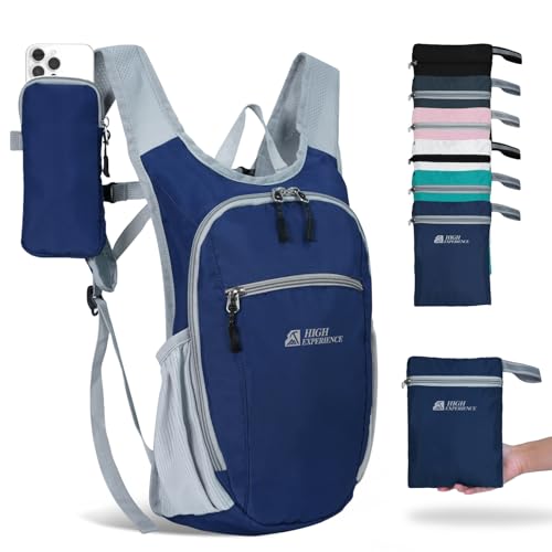 Hiking Backpack 10L/15L Small Daypack Lightweight Packable Travel Foldable Water Resistan for Women Men (Navy Blue, 10L) - color: Navy Blue, size: 10L