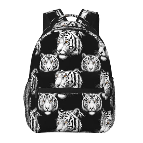Commuter Laptop Backpack Animal Tiger Black Art, Lightweight Water Resistant Daypack with Inner Pocket for Work, Office - color: Pattern (737)