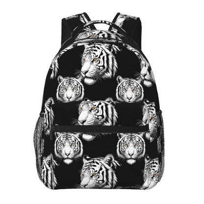 Commuter Laptop Backpack Animal Tiger Black Art, Lightweight Water Resistant Daypack with Inner Pocket for Work, Office - color: Pattern (737)