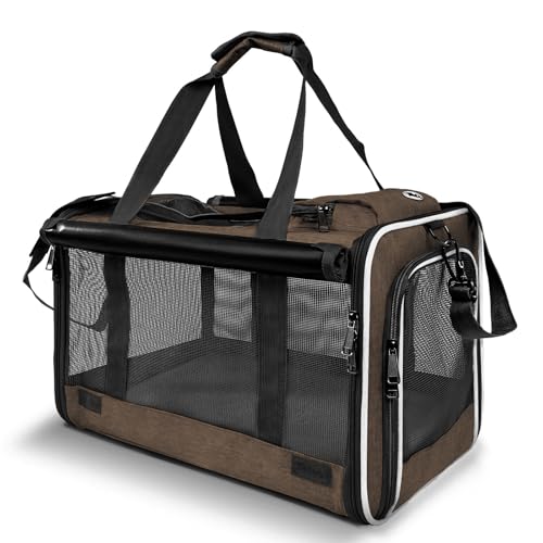 GAPZER Pet Carrier for Large Cat Soft-Sided Animal Traveling Bag for Medium Cat up to 20lbs / Washable Small Dog Puppy 10 lbs Crate Case with Privacy Curtains for Home Outdoor Travel Mocha Brown - color: Mocha Brown