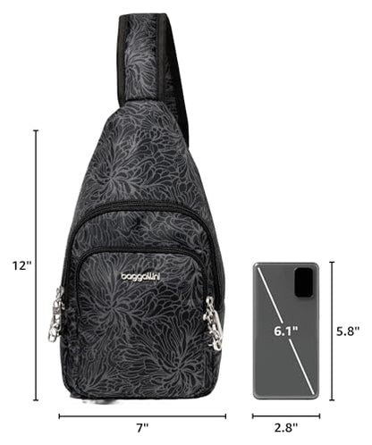 Baggallini Securtex Anti-Theft Daytripper Sling - color: Midnight Blossom