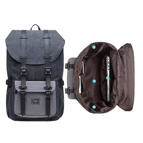 KAUKKO Laptop Outdoor Backpack Traveling Daypack Hiking Rucksack Large Capacity Bag Fits 15.6" (E5-1BG-NEW) - color: 5-1-blackgrey-new