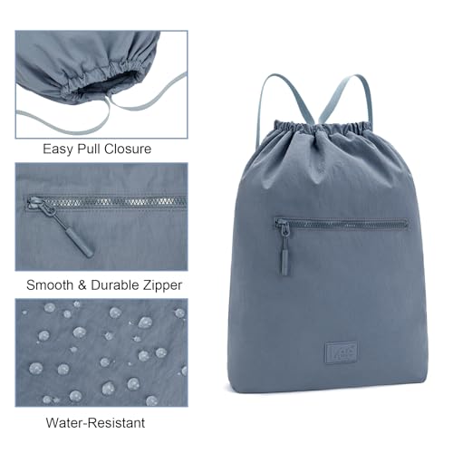 Montana West Lee Drawstring Backpack Bag Lightweight Small Gym Swim Beach Bag Water Resistant Sports Sackpack for Men Women, LEE48-002JN - color: Jean