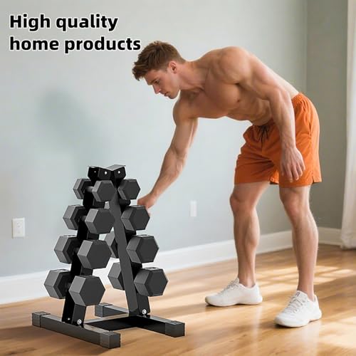 4-Tier Dumbbell Rack Stand, A-Frame Metal Weight Rack with Handle – Space-Saving Strength Training Dumbbell Storage for Home Gym - color: Black 3 Tier