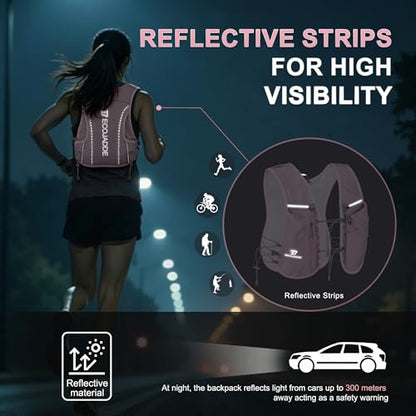 BECOJADDE 5L Running Vest for Women, Hydration Backpack Lightweight & Breathable for Trail Running, Marathon, Hiking, Cycling - color: Purple