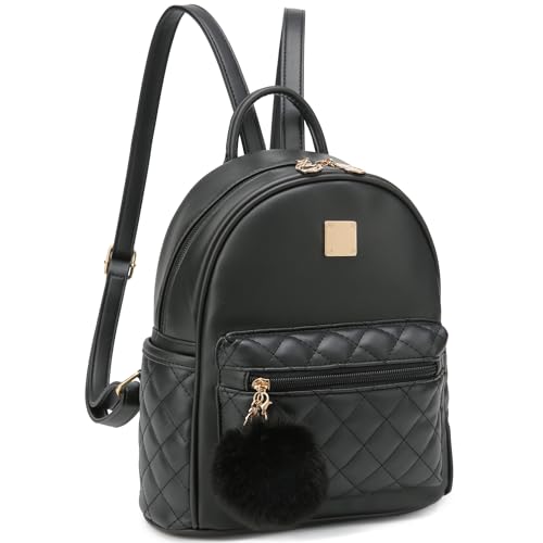 Barsine Girls Fashion Mini Backpack Purse Small Cute Plaid Leather Women Backpacks Little Bag (Black) - color: Black