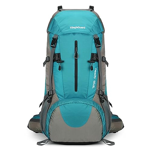 70L Camping Hiking Backpack with Rain Cover Waterproof Backpacking Backpack for Hiking Treeking Climbing Outdoor - color: Lack Blue
