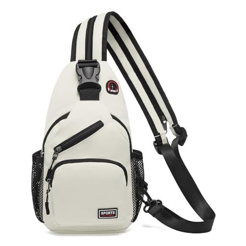 Convertible Sling Bags for Women Men, Lightweight Crossbody Backpack Daypack Fit for 7.9" Tablet for Casual Travel Sport Hiking (White) - color: White, size: Small