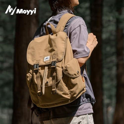 Ultra Lightweight Thin Nylon Backpack, Waterproof Flip Cover Daypack with Drawstring Closure, 16 Inch Laptop Compartment Versatile Rucksack for Hiking, Climbing, Travel & Daily Commute for Men Women - color: Up-brown