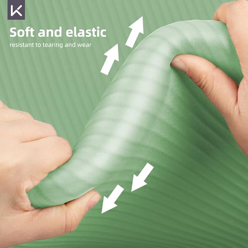 KEEP Extra Thick NBR Yoga Mat for Women & Men, 15mm Thick, 72”x32” Large Exercise Mat with Non-Slip Workout Mat for Yoga, Pilates, Stretching, Meditation – Wide & Cushioned Fitness Mat - color: Green