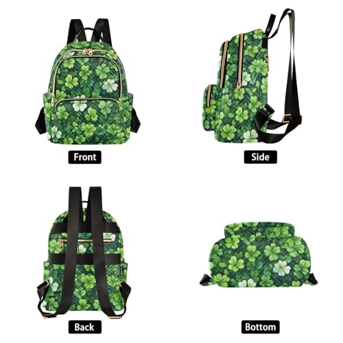 St. Patrick's Day Green Leaf Aesthetic Mini Backpack Purse for Women Shoulder Bag Fashion Daypack Ladies Handbag Lightweight Travel Bag Rucksack - color: Green Leaf-1, size: Small