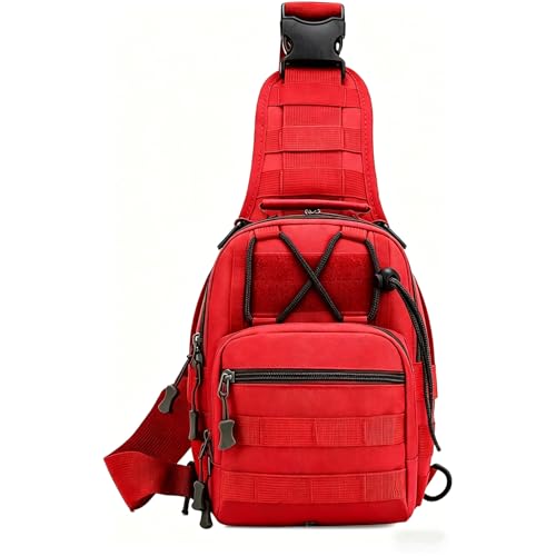 Viriber Tactical Backpack, Waterproof Military Cross-body Molle Sling Shoulder Backpack Chest Bag for Outdoor Every Day Carry Red - color: Red