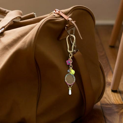 Madison Tyler Western Cowboy Boots Cherry Bow Bubble Tea Strawberry Cute Keychain | Bag Charms for Handbags Purse Charms - color: Tennis