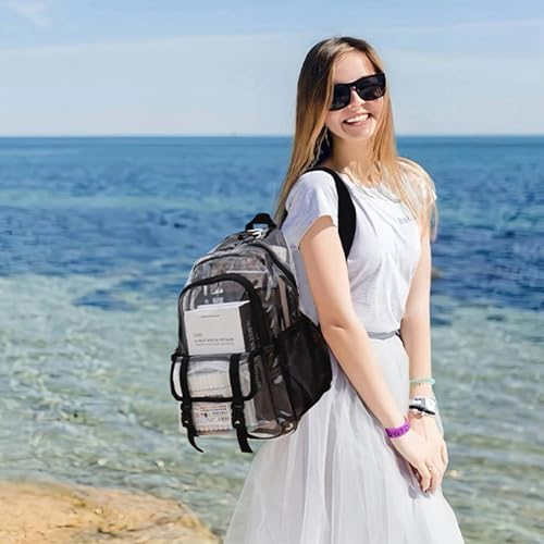 Clear Backpack, Large Clear Bag Stadium Heavy Duty PVC Transparent See Through Backpacks for Boys Girls, College, Work, Purple - color: Purple