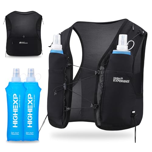Running Vest Lightweight Packable Trail Hydration with 2 17oz Soft Flask Jogging Marathon Hiking Women Men - color: Black, size: Small