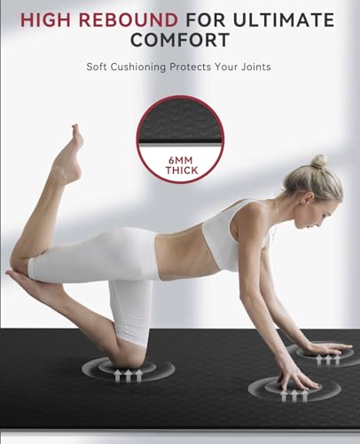HAPBEAR Large Yoga Mat - 72"x36"x6mm (1/4 inch), Extra Wide Non-Slip Exercise Mat for Home Workout, Yoga, Pilates & Stretching, Durable, Includes Carry Bag - color: Black/Gray