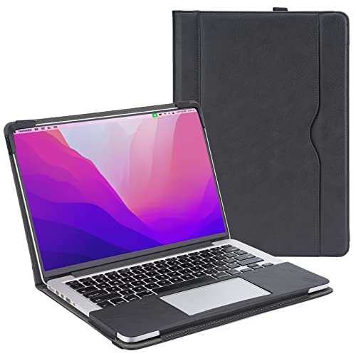 TYTX Compatible with MacBook Pro Leather Case 15 Inch 2016-2019 Release (A1990 A1707) Laptop Sleeve Protective Folio Book Cover with Vents, Black - color: Black