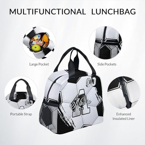 Mercuryelf Kids Backpack Set for Boys - Custom Kids Monogram Soccer Backpacks with Lunch Box for Player/School/Primary - color: Black