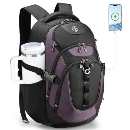 Swissdigital Design Laptop Backpack for Men with USB Charging Port SD803-85 - color: Light Purple/Black
