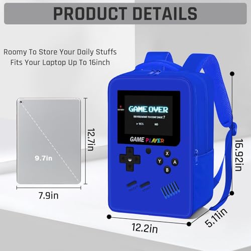 Gamer Backpack for Boys,School Boys Backpack for Kids Children Teens Elementary Middle High School,17" Large Capacity Student Bookbag & Multifunctional Video Game Travel Bag - color: Blue-backpack Only
