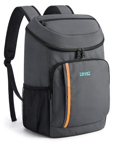 TOURIT Backpack Cooler Insulated 30 Cans, Lightweight Leak Proof Travel Cooler Bag, Soft Waterproof Cooler Backpack for Men Women, Camping Hiking Beach Travel Picnic - color: 01-Dark Gray