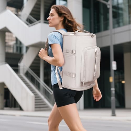 MIYCOO Gym Bag with Shoes Compartment and Wet Pocket - Sports Duffle for Men and Women, Travel Backpack Weekender Overnight Bag Beige - color: Beige B-Style1