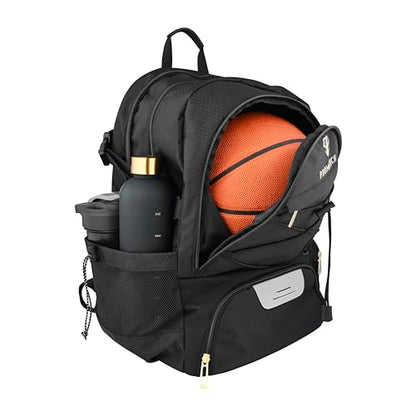 Sports Backpack, All-in-One Design for Size 5 Soccer Ball or Size 7 Basketball, Laptop-Ready, Cleat Storage, Hydration System, Quick Access Zipper - Ideal for Gym and Sports