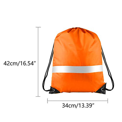KUUQA 12 Pcs Drawstring Backpack Bag Bulk Reflective Orange - color: Orange