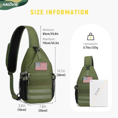HALOVIE Crossbody Sling Bag Anti Theft RFID Sling Backpack Lightweight Travel Hiking EDC Tactical Chest Shoulder Pack Gift for Men - color: Army Green