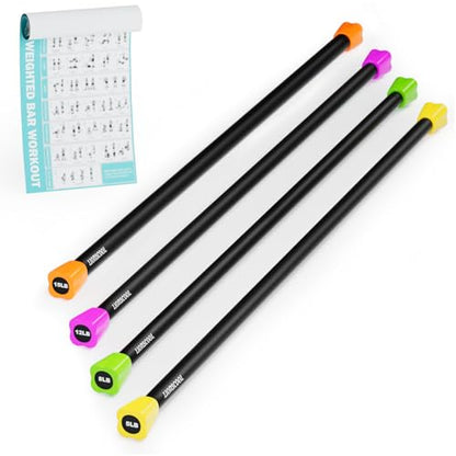 LIONSCOOL Workout Weighted Bar,Padded Exercise Weight Bar, Solid Steel Stretching weighted bar set for Body Sculpting, Physical Therapy,Body Toning - size: Set of 4-5LB, 8LB,12LB and 15LB