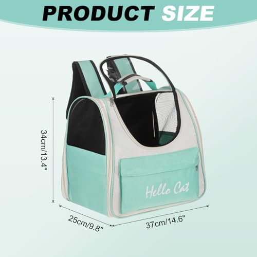 Cat Backpack Carrier, Large Space & Breathable, Ventilated Mesh Design Pet Backpack for Cats or Small Dogs, Intended for Hiking/Camping/Traveling (Green, 14.6"x9.8"x13.4") - color: Green