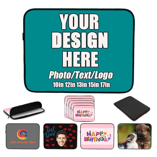 360 Protective Laptop Sleeve Custom, Liner Bag for Laptop Personalized, Customized Laptop Computer Bag Gifts for Son Dad Mom Boyfriend Girlfriend, Valentine's Day Gifts Custom, Darkcyan, 10" - color: DarkCyan, size: 10"