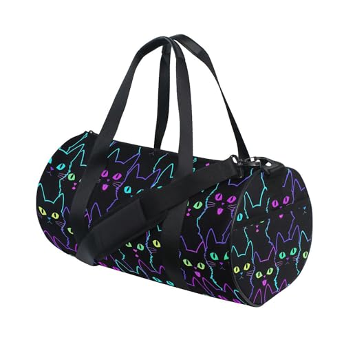 MNSRUU Sports Duffel Bags, Neon Cat Athletic Gym Bag Overnight Workout Travel Tote Luggage for Men Women Yoga - color: Cat TH0030