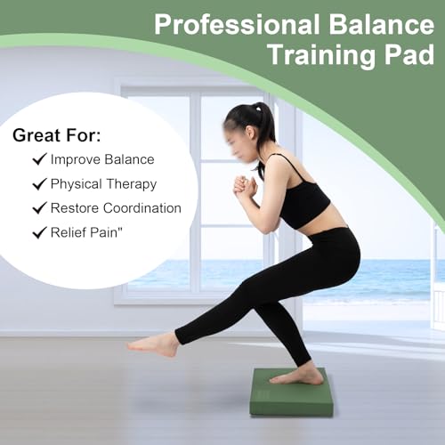 StrongTek Professional Foam Exercise Balance Pad - 15.8" x 13" x 2", High-Density TPE Foam Knee Pad, Non-Slip & Water-Resistant, for Balance Training, Physical Therapy, Yoga, and More - color: Green