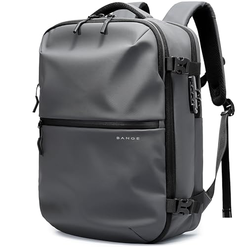 BANGE Travel Backpack with TSA lock version can hold 15.6 inch Laptop suitable Daily Commute and Overnight Flight Approved Anti-theft Bag - color: Grey