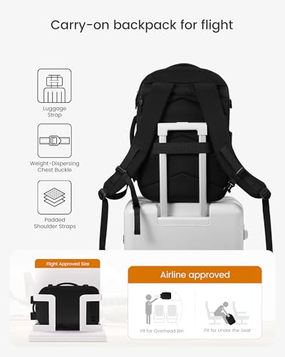 LOVEVOOK 40L Travel Backpack for Women, Airline Approved Carry On Backpack with 2 Packing Cubes, Waterproof Personal Item Bag Fits 17" Laptop, TSA Traveling Essentials Weekender Overnight Backpack - color: Black, size: 40L-3PCS