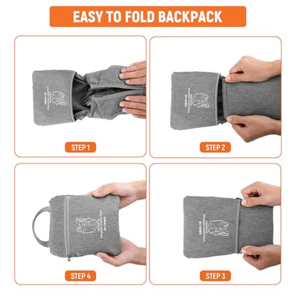 SKYSPER 10L Hiking Backpack, Foldable & Packable Lightweight Daypack for Travel, Collapsible Small Compact Hiking Backpack for Women & Men, Gray - color: Gray