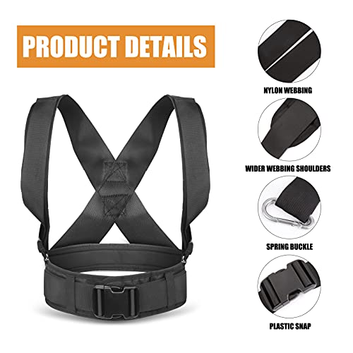 Sled Pulling Harness, Tire Pulling Harness with Pull Strap for Resistance Training, Adjustable Padded Shoulder Strap - color: 13.1FT