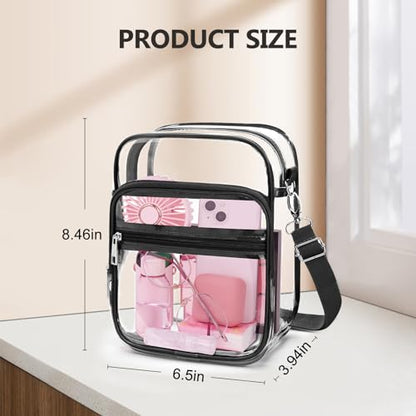 Blvornl Clear Crossbody Bag with Adjustable Shoulder Strap, Stadium Approved PVC Purse Bag, Messenger Bag - color: Clear, size: Small