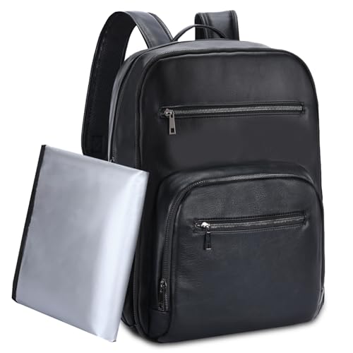 VASCHY Diaper Bag Backpack for Mum Dad, Unisex Large Waterproof Vegan Leather Baby Bag with Changing Pad,Insulated Pockets,Padded Laptop Sleeve for Travel,Black - color: Black