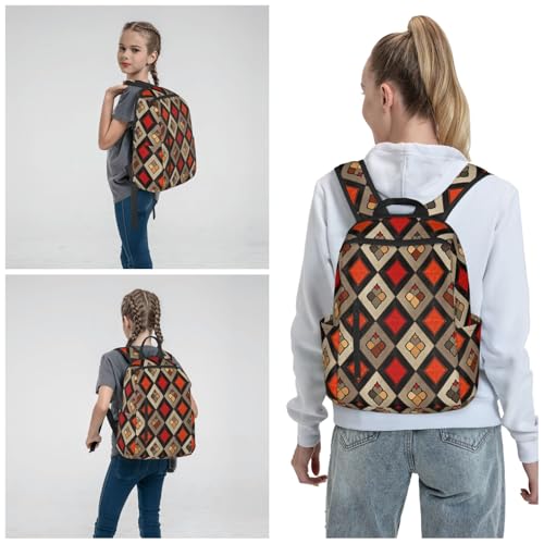 Travel Backpack for Women Men Rhombus Pattern Daypack 15 inch Lightweight Computer Bag Casual Back Pack - color: Rhombus Pattern